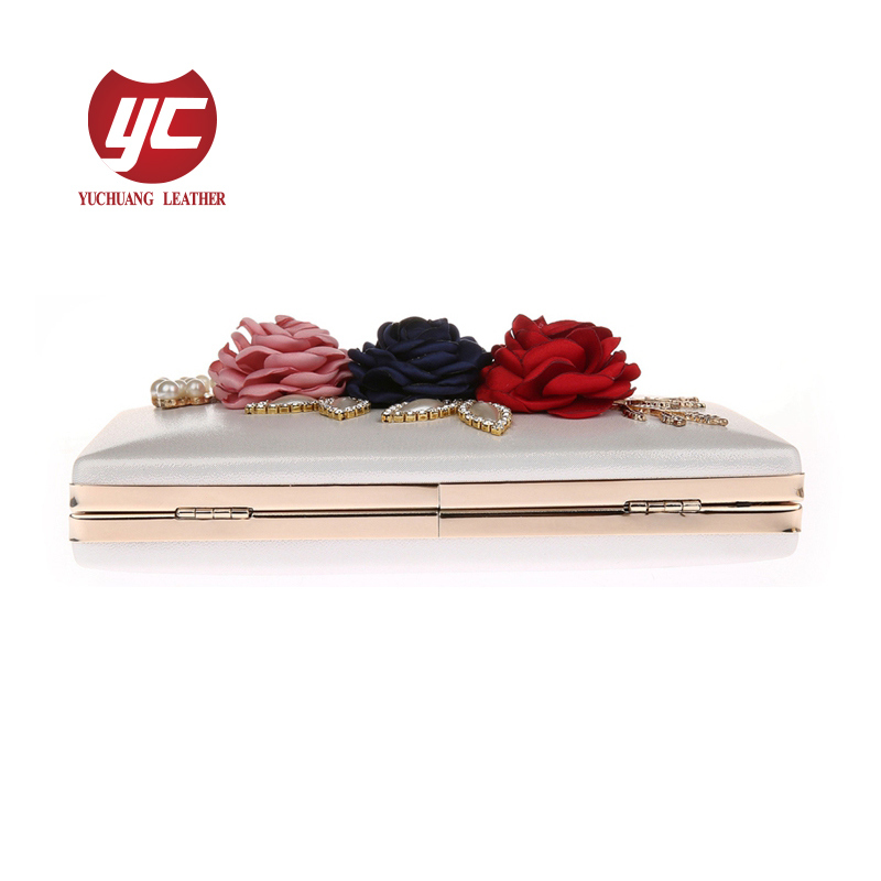 Elegant Ladies Party Fashion Evening Clutch Bag with Beaded Flower