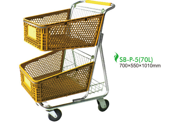 Popular Style Supermarket Colorful Plastic Metal Shopping Cart