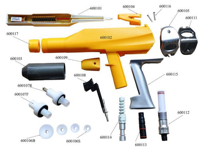 Colo Industrial Manual / Automatic Electrostatic Powder Coating Paint Spray Gun for for Metal Surface Finishing