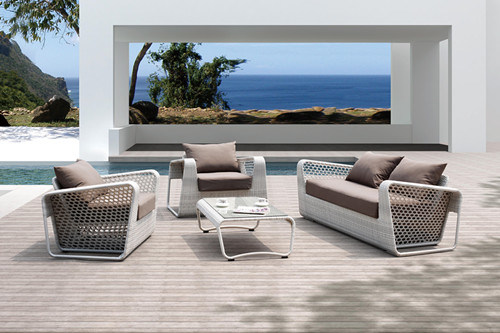 Leisure Garden Outdoor Patio Pool Furniture Wicker Rattan Sitting Room Aluminum Sofa Set