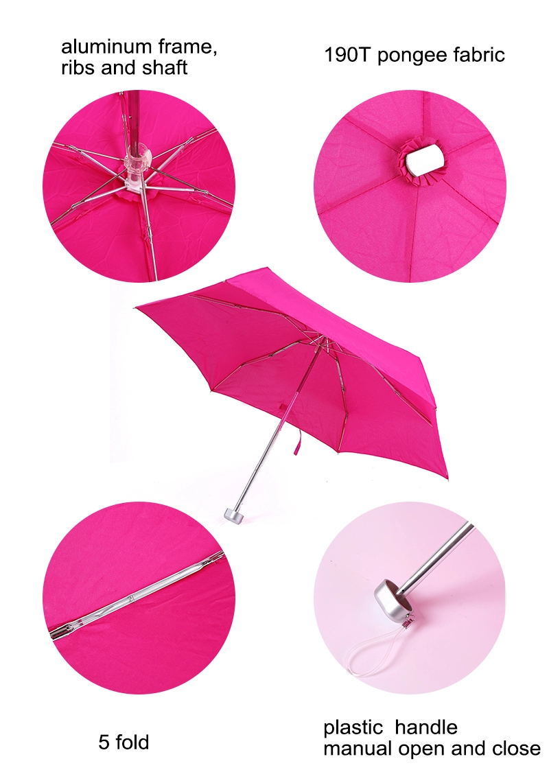 Outdoor Advertising Portable Tiny Print Mini Capsule 5 Fold Umbrella