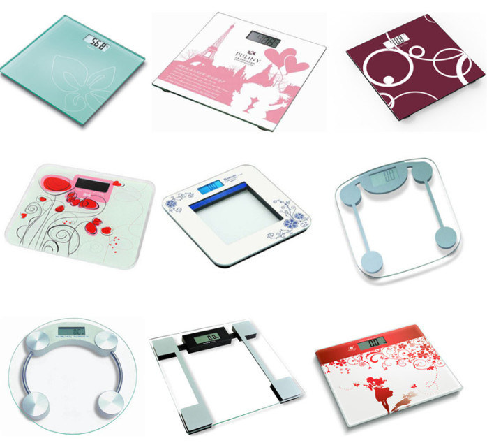 OEM Bathroom Electronic Body Fat Weighing Scale Silk Printing Tempered Glass Panel