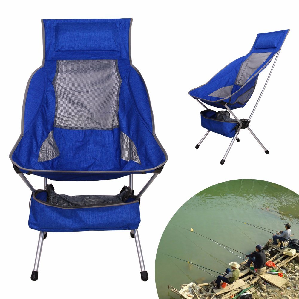 EL Indio Portable Lightweight Folding High Back Camping Chair with Headrest for Outdoor Travel, Beach, Picnic, Backpacking