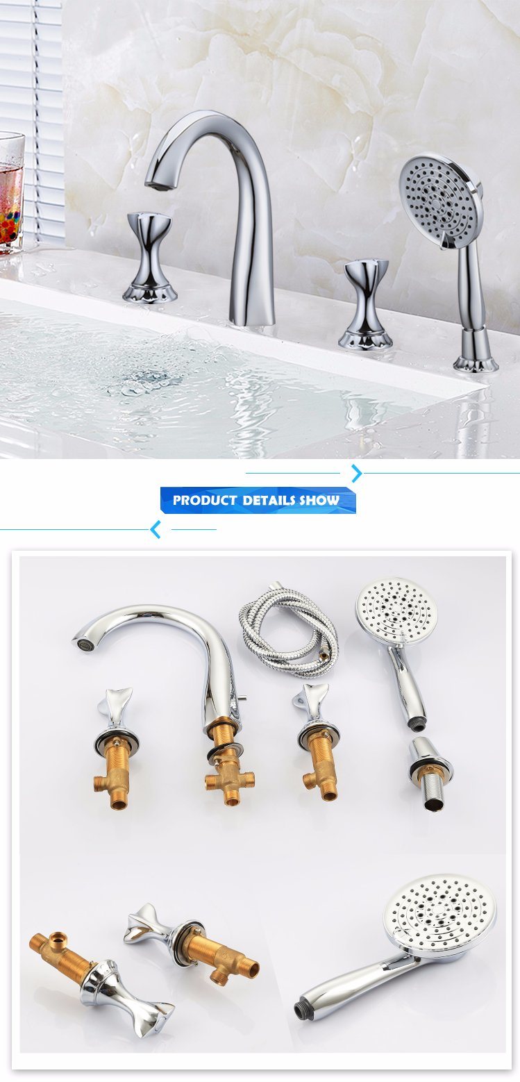 Kaiping Factory Roman Tub Filler 4 Holes Bathtub Shower Mixer with Hand Shower