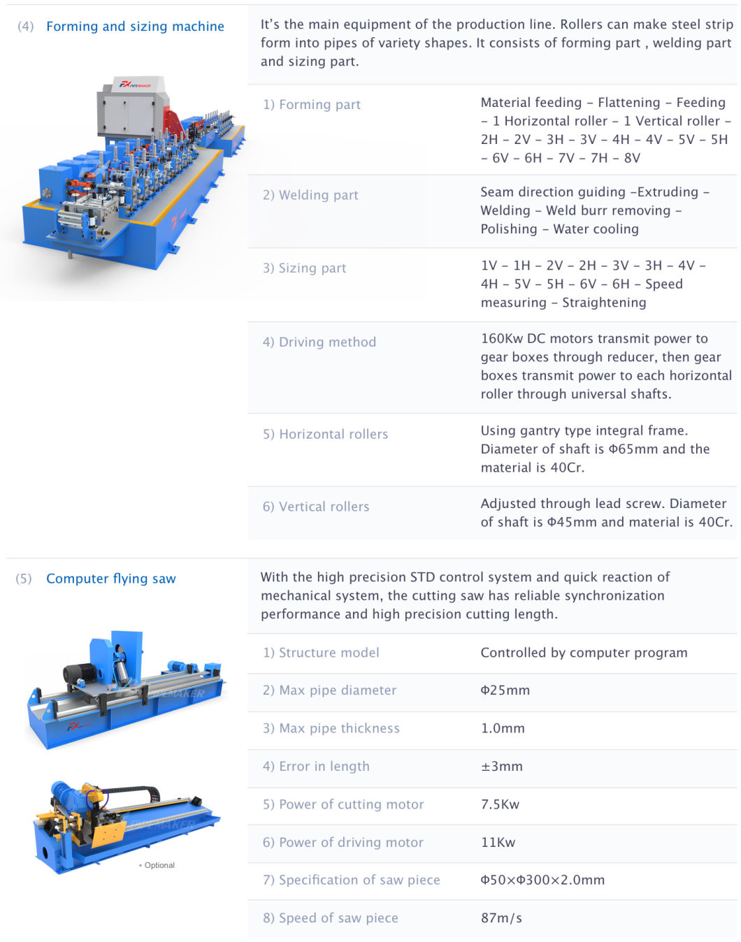 Fx-60 ERW Tube Mill Straight Seam Welded Pipe Machine