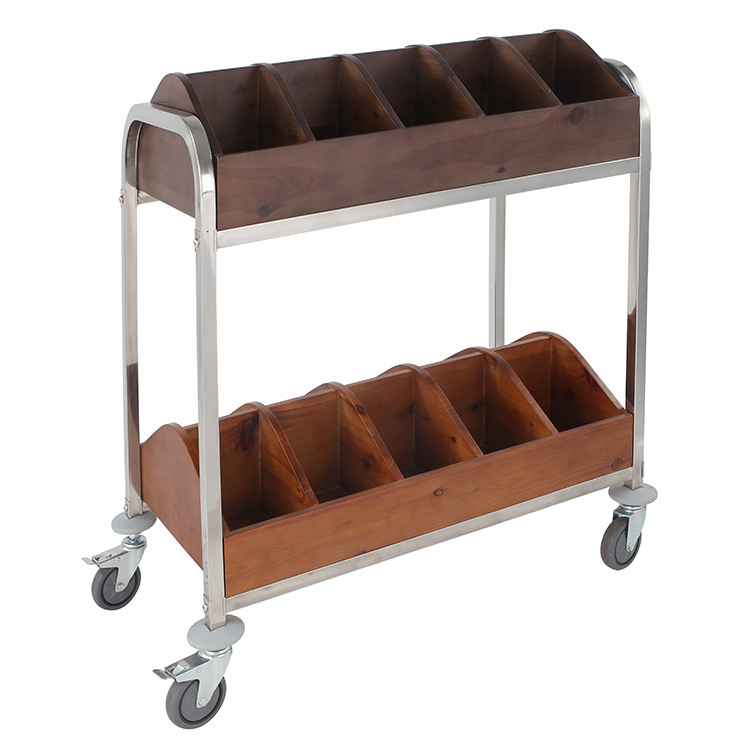 2018 Separated Style Wooden Wine Storage Rack Cart with 2-Tiers