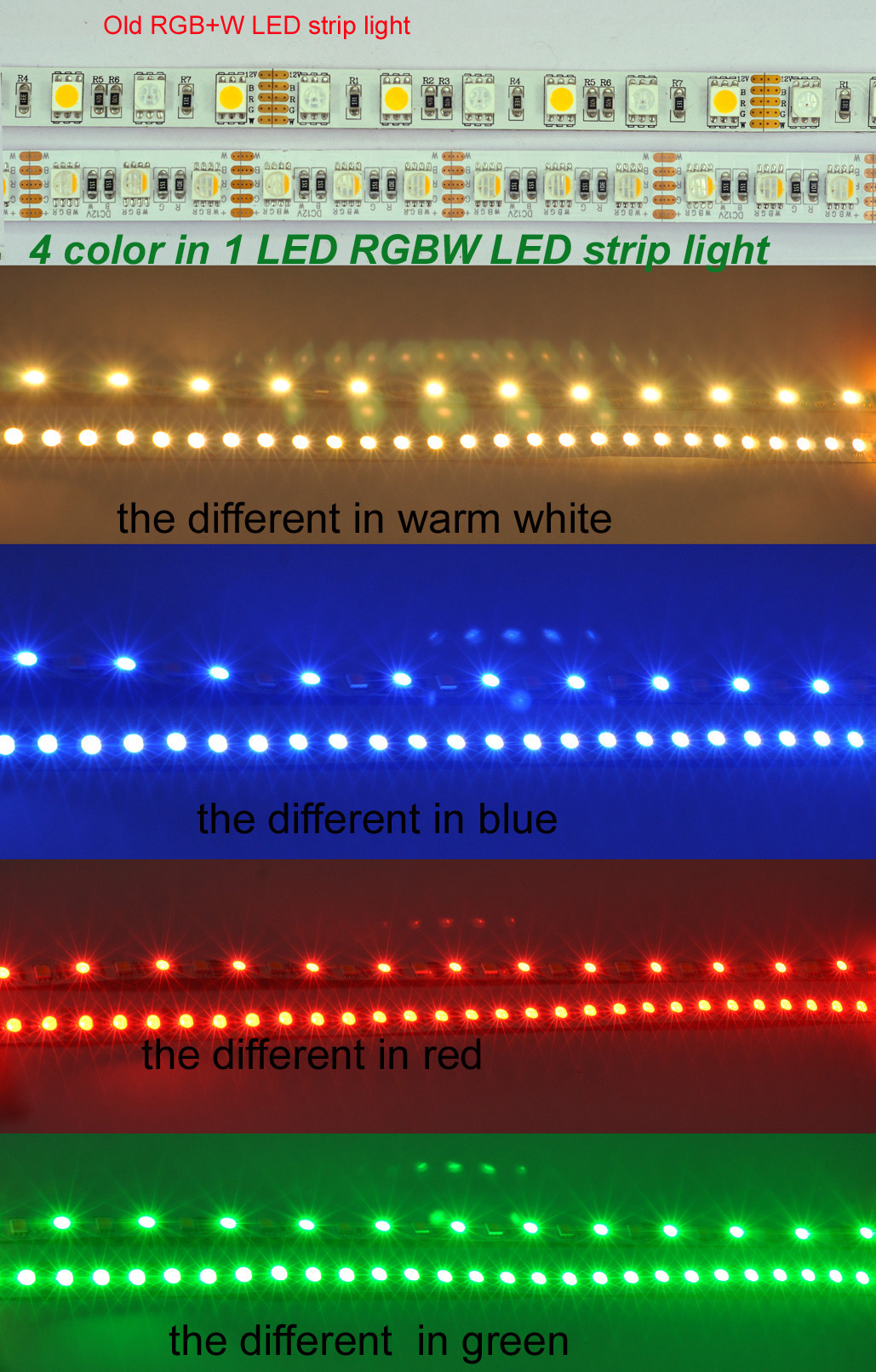 5050 RGBW Waterproof or Non Waterproof LED Flexible Strip Light