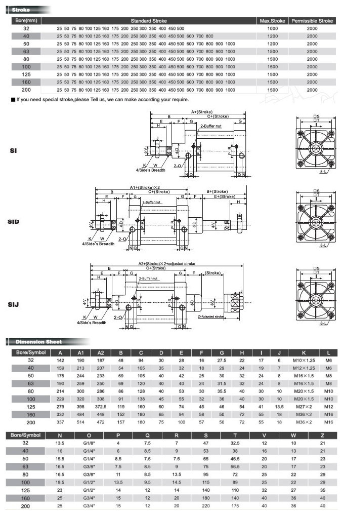 ISO6431 Standard Air Cylinder (SI series)