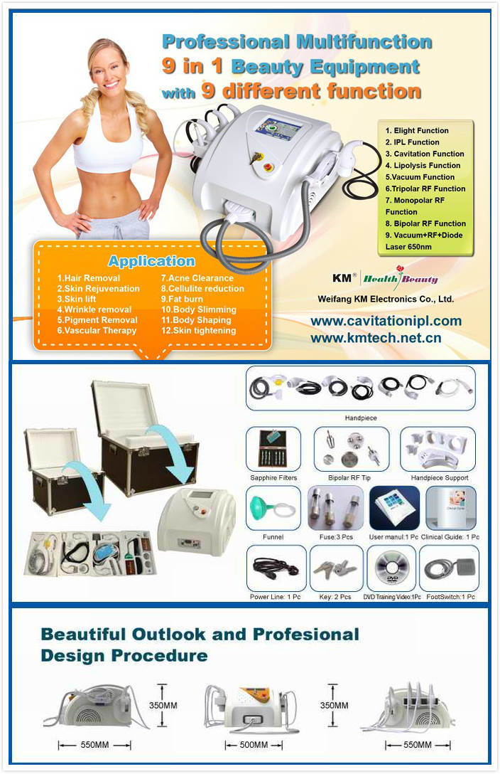 Multifunction Skin Care Machine with RF Radiofrequency+IPL+Elight+Cavitation