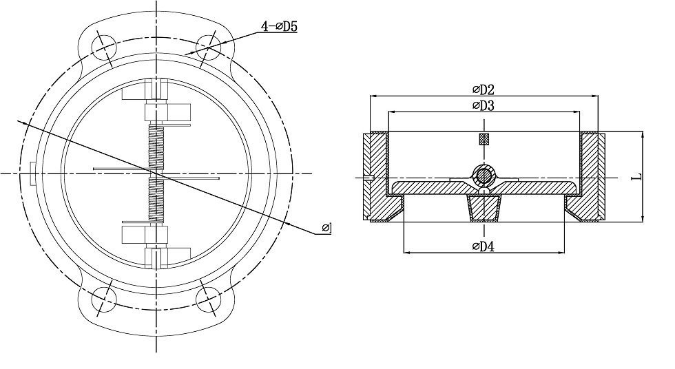 Bh Series Dual Plate Wafer Butterfly Check Valve