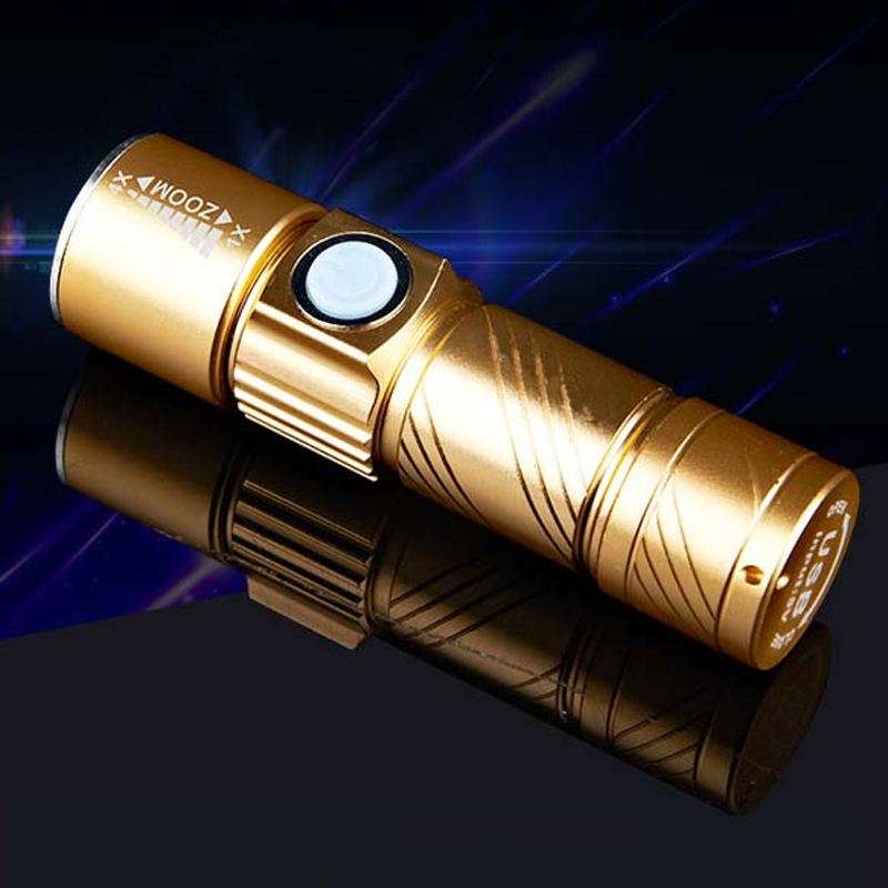 Emergency USB Rechargeable 500lm Aluminum Mini Telescopic CREE LED Torch
