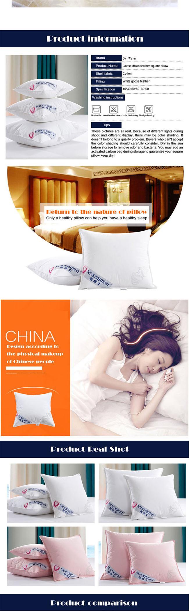 Home Decorative Hotel Cheap Feather Pillow Polyester Fiber Siliconized Hotel Pillow Wholesale