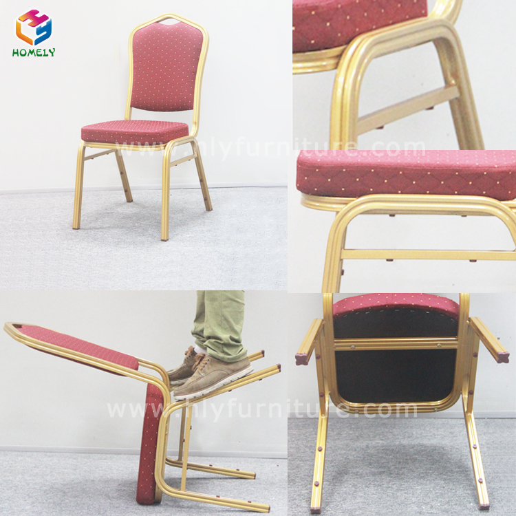 Hotel Aluminum Red Fabric Banquet Chair for Dining Room/Restaurant