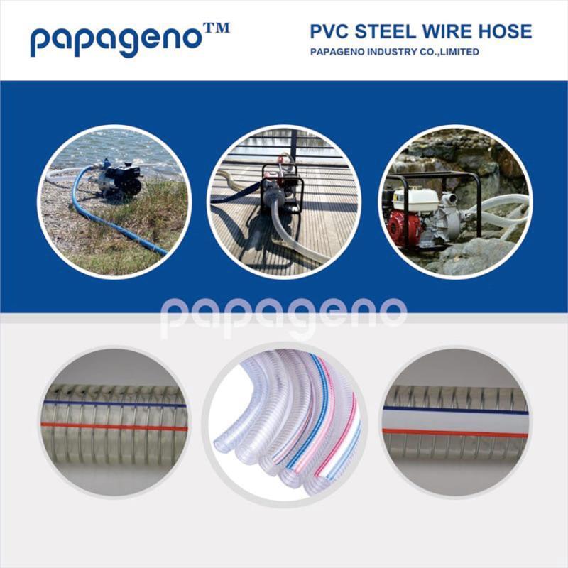 Clear Flexible Stainless Spiral Steel Wire Reinforced PVC Hose