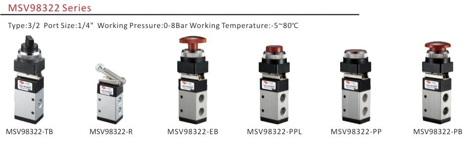 Pneumatic 3/2 Way Large Round Button Mechanical Valve