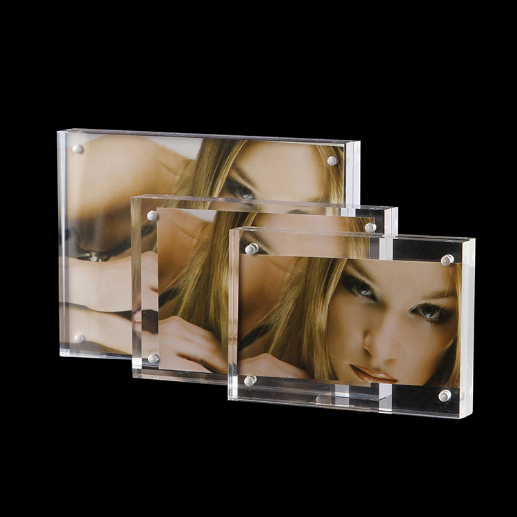 Crystal Clear Acrylic Double Picture Frame, Magnet Photo Frame