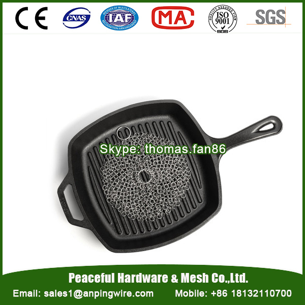 Cast Iron Pan Scrubber / Stainless Steel Chain Mail Mesh Cleaner