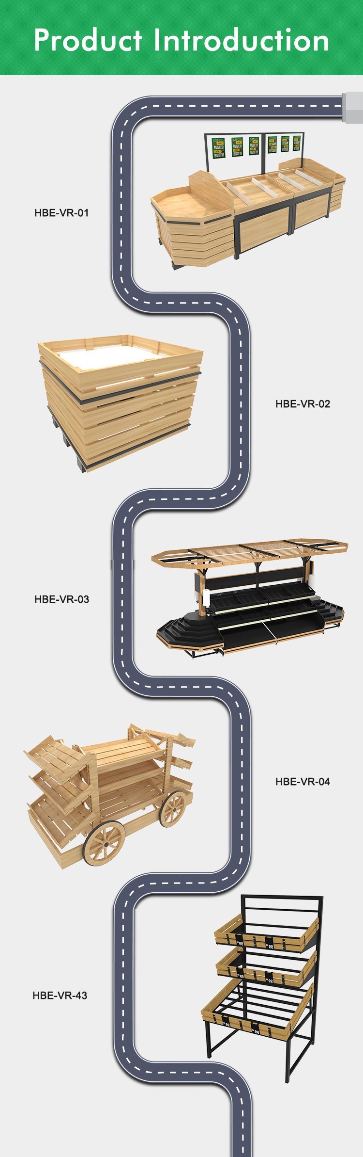 Wooden Fruit Vegetable Display Rack for Supermarket