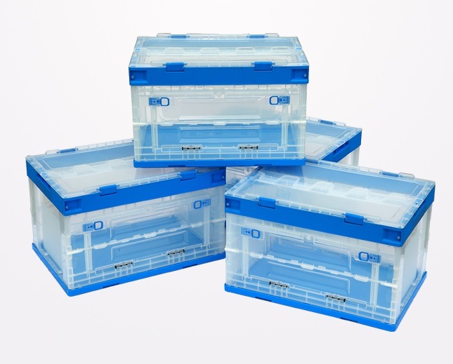 Plastic Foldable Transparent Storage Box Clear Crate with Lid