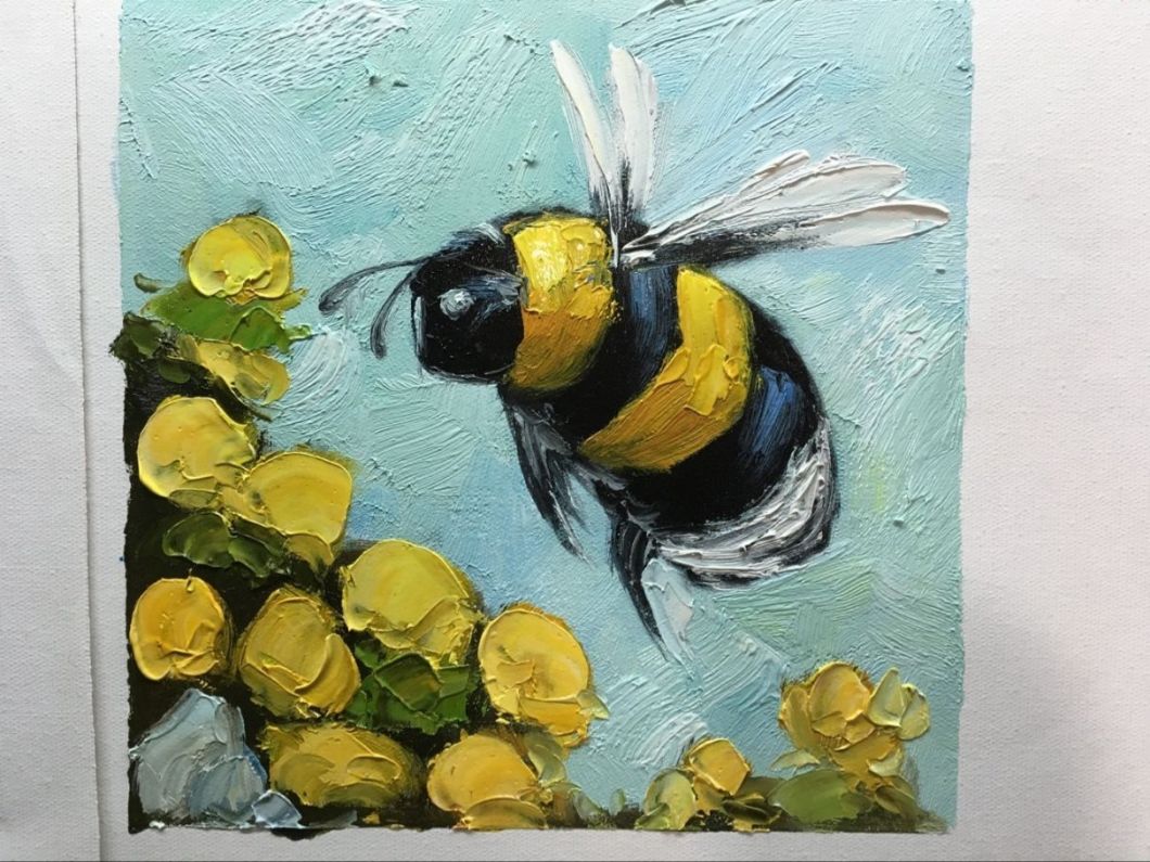 High Quality Handmade Farm Art Bee Oil Paintings on Canvas for Wall Decor