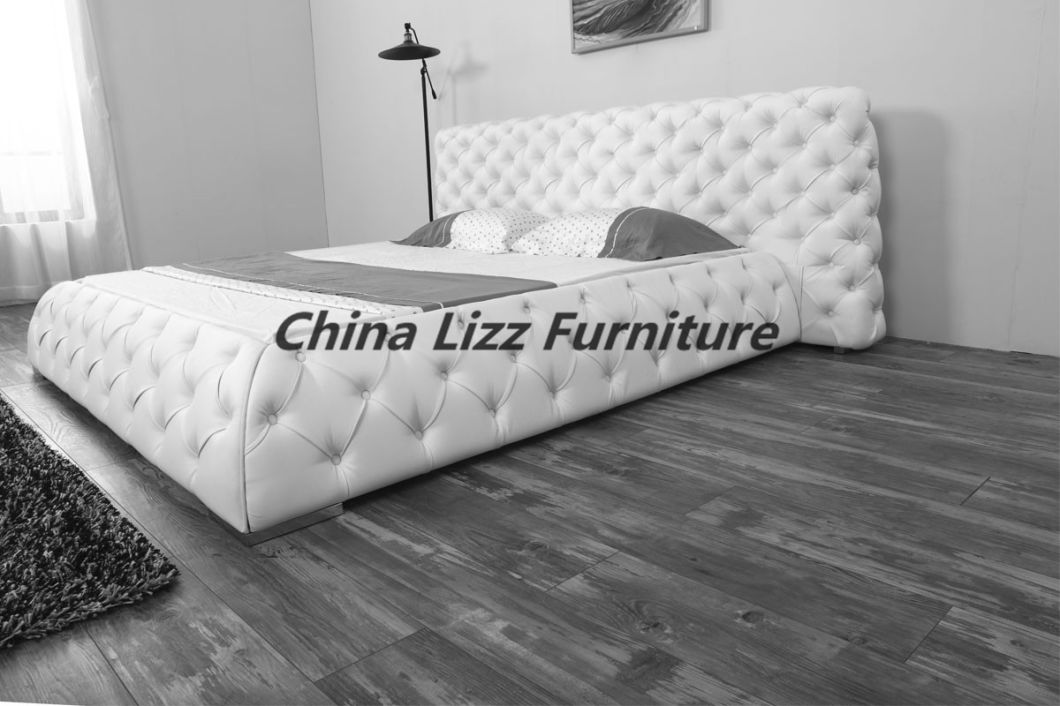 Genuine Leather High Quality Tufted Button Bedroom Bed