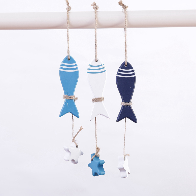 Mediterranean-Style Fish Little Five Wood Small Pendant Crafts Ornaments