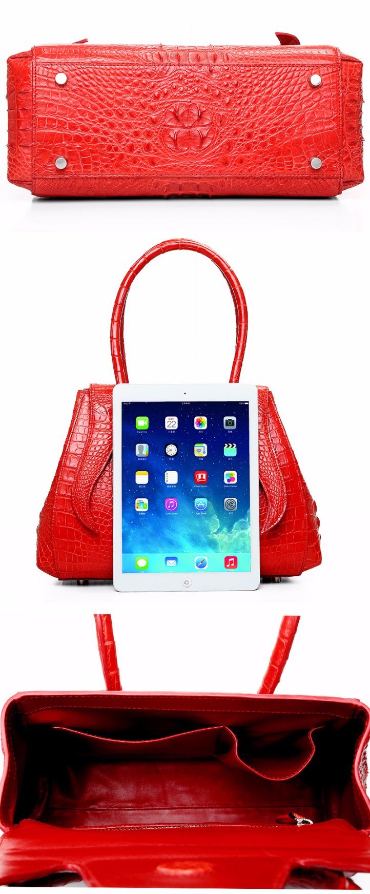 Luxury Beautiful Design Red Genuine Crocodile Leather Evening Bag for Ladies with Cites Certificate