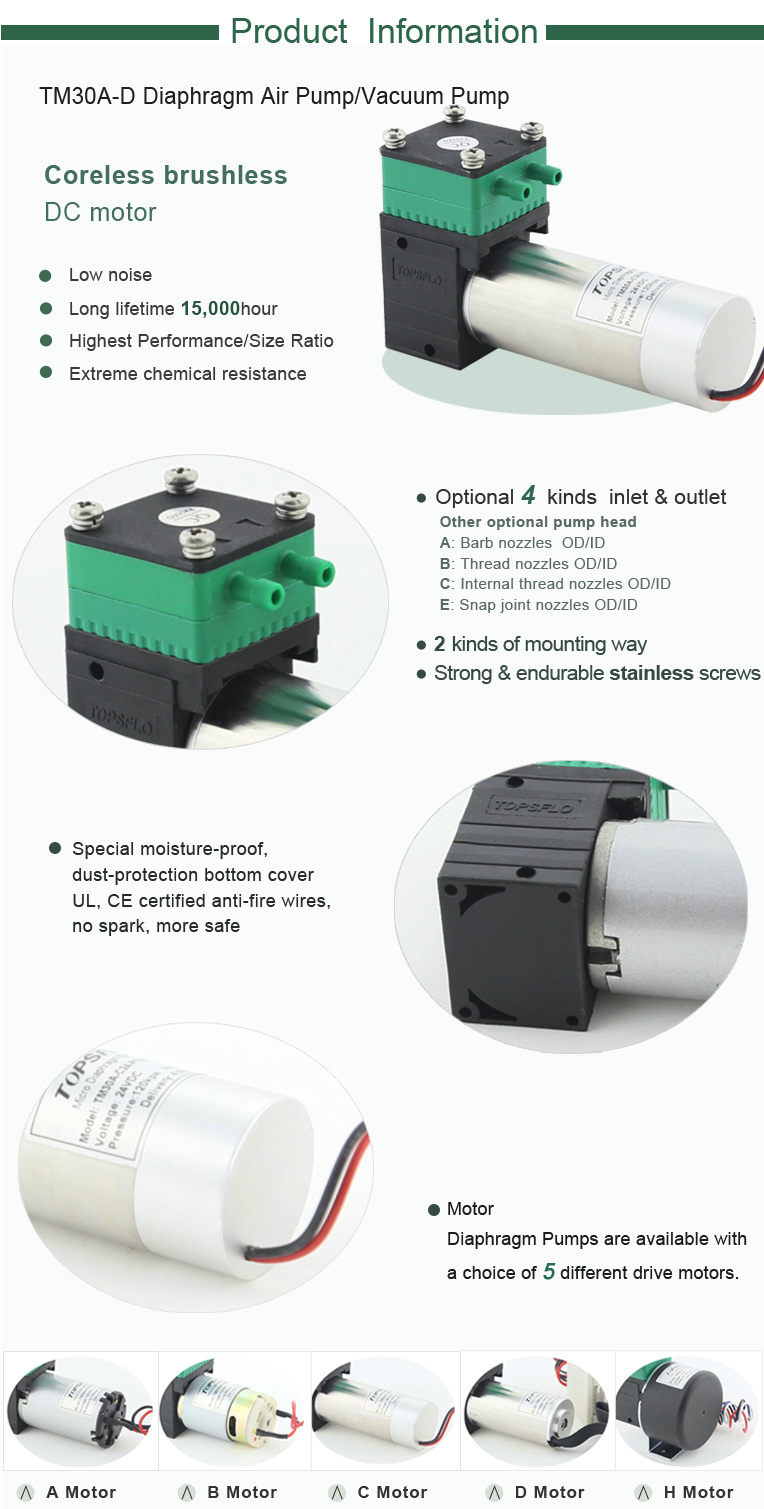 Diaphragm 6V 12V 24V DC Mini Air Pump (DC brushless motor)