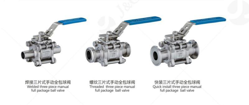 Three-Piece Sanitary T-Clamp Ball Valve with ISO5211 Mounting Pad