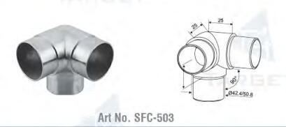 Stainless Steel Handrail 3-Way Connector (SFC-503)