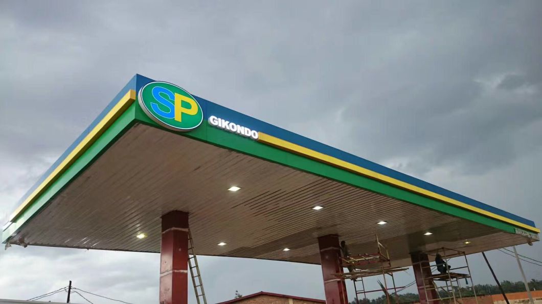 Prefabricated Petrol Station Canopy Advertising Pylon Sign for Gas Station