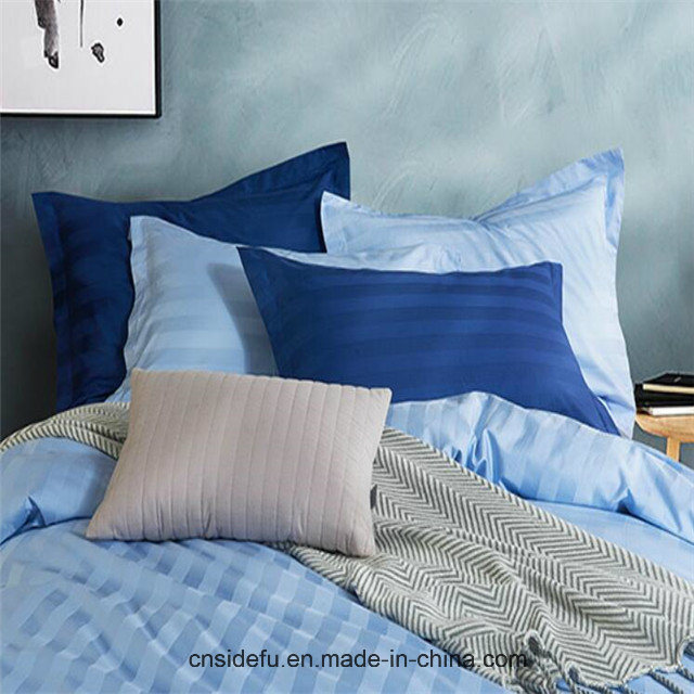 100 Cotton Modern Blue Satin Stripe Bedding Sets
