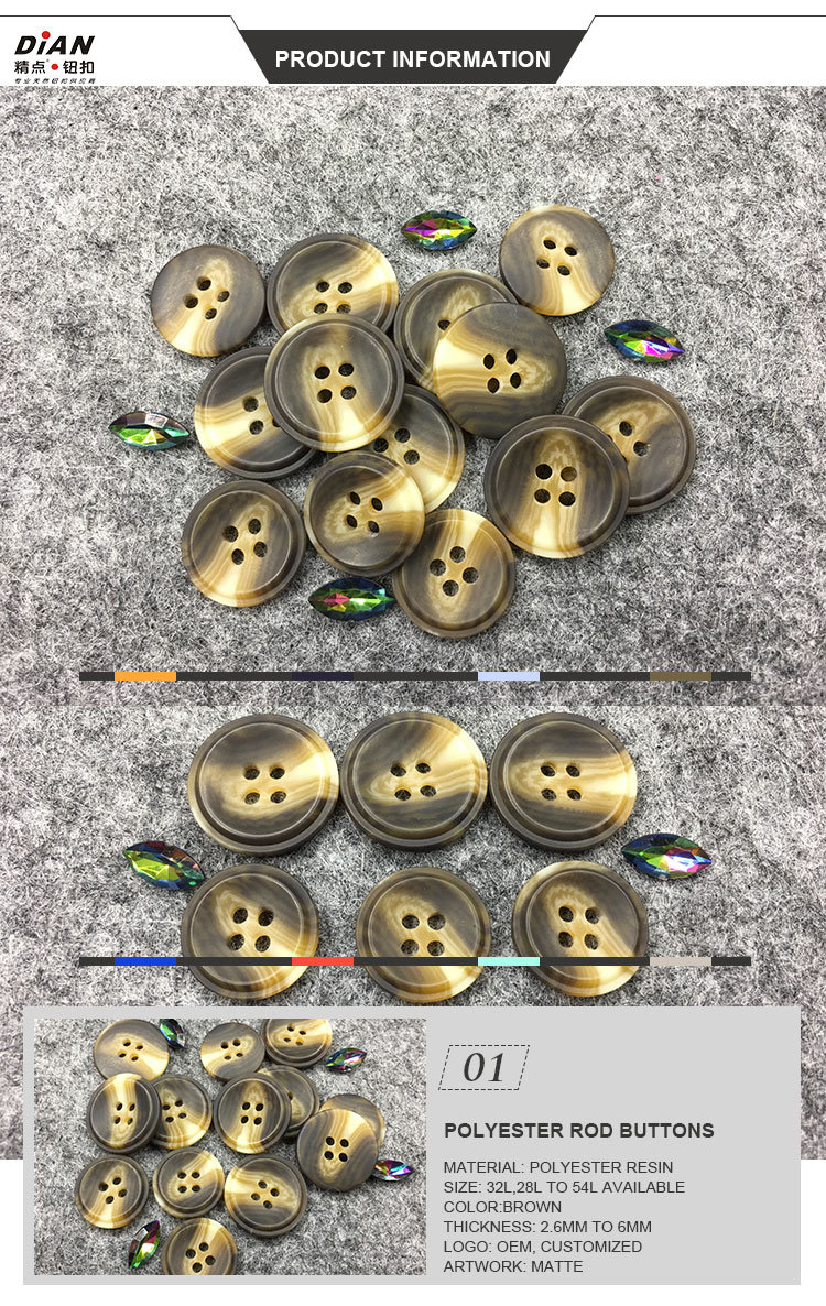 Imitation Horn Buttons for Suits Polyester Suit Buttons Resin Buttons for Sale