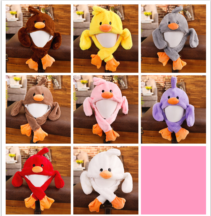 Cute Little Pink Duck Bunny Moving Ears The Ear Hat Photo Props Cosplay Plush Hat Christmas Halloween Birthday Party Dress up