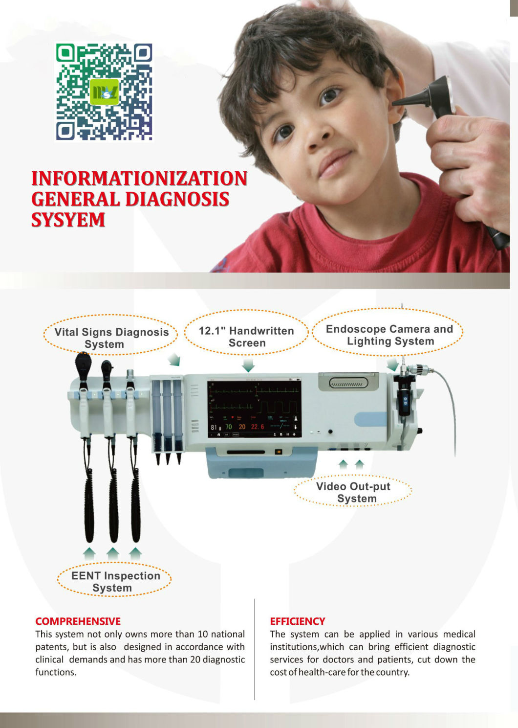 Factory Price Integrated Wall System Ophthlmoscope, Otoscope Ent Inspector, Thermometer and Sphygmomanmometer Set for Sale