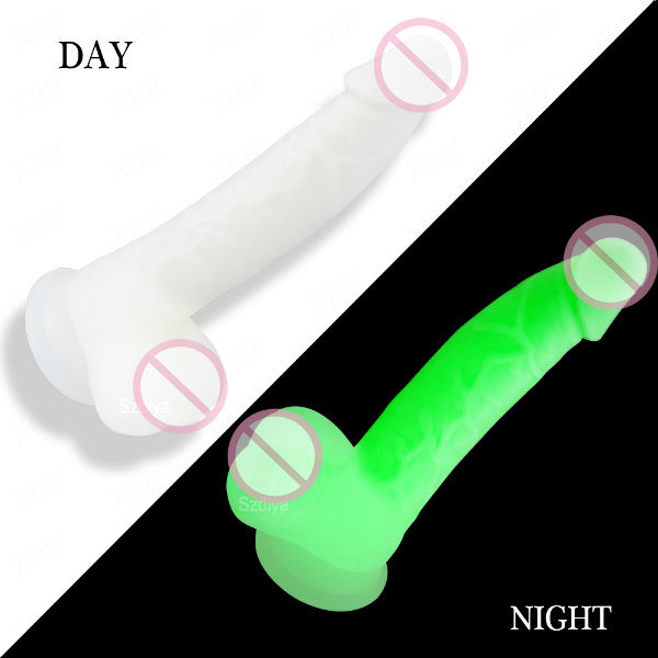 Fucking Adult Sex Products Glow in Dark Big Dick Sex Toys for Woman (DYAST375A-G)