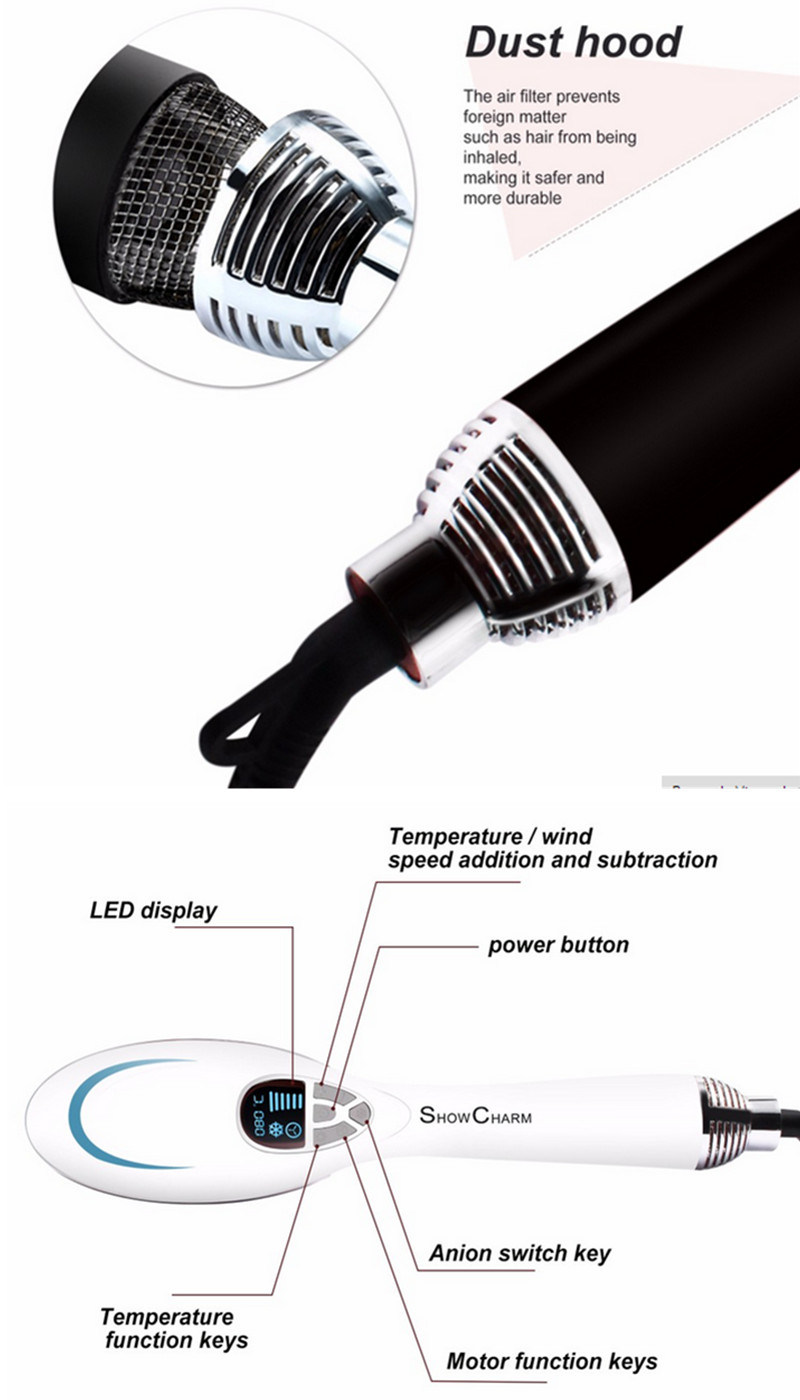 Professional Electric Ionic Hot Air Hair Brush Dryer