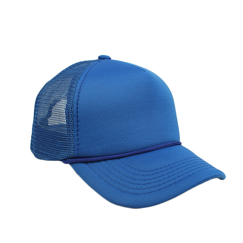 Dark Blue Foam Mesh Polyester Rope Trucker Hats Blank Custom