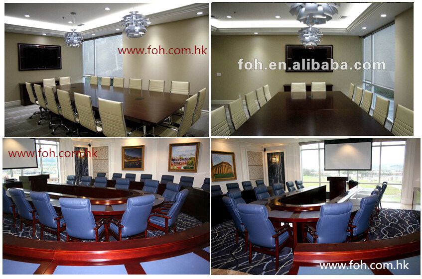 Office Furniture Rectangular Glass Conference Table Glass Meeting Table in Black (FOHJ-8085)