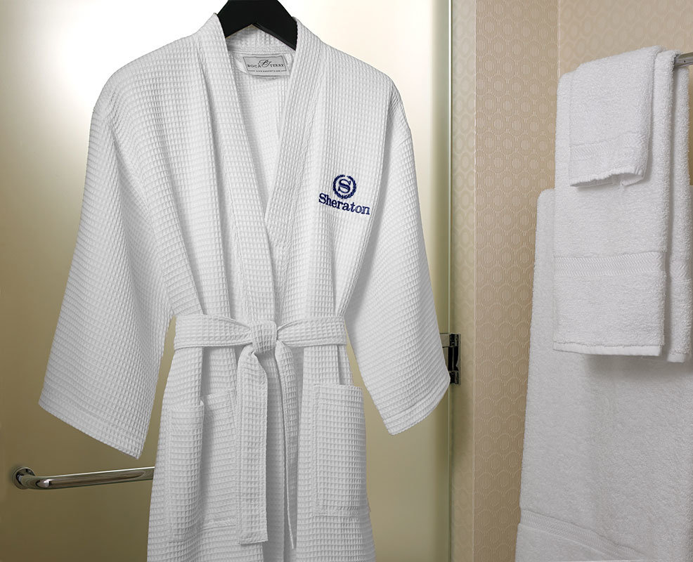 Luxury Double-Layer Waffle Bathrabe Unisex Hotel Bathrobe with Embroidered Logo