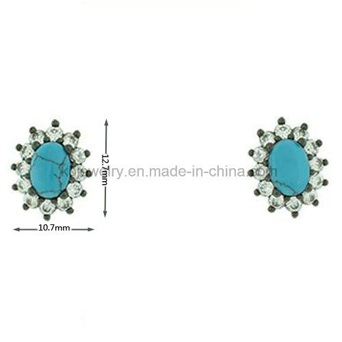 Cheap Brass Accessories Turqoise Beads Stud Earrings for Women (KE3149)
