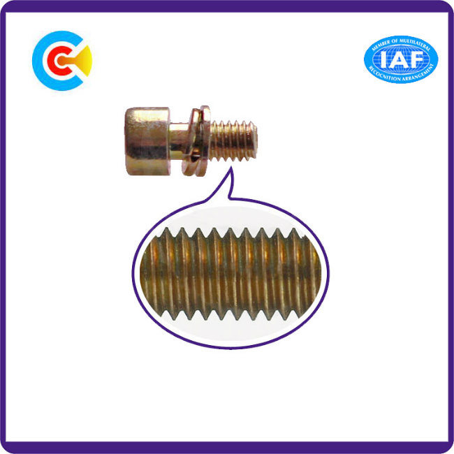 DIN/ANSI/BS/JIS Carbon-Steel/Stainless-Steel Multicolored M6 Hexagonal Galvanized Fan Combination Screws