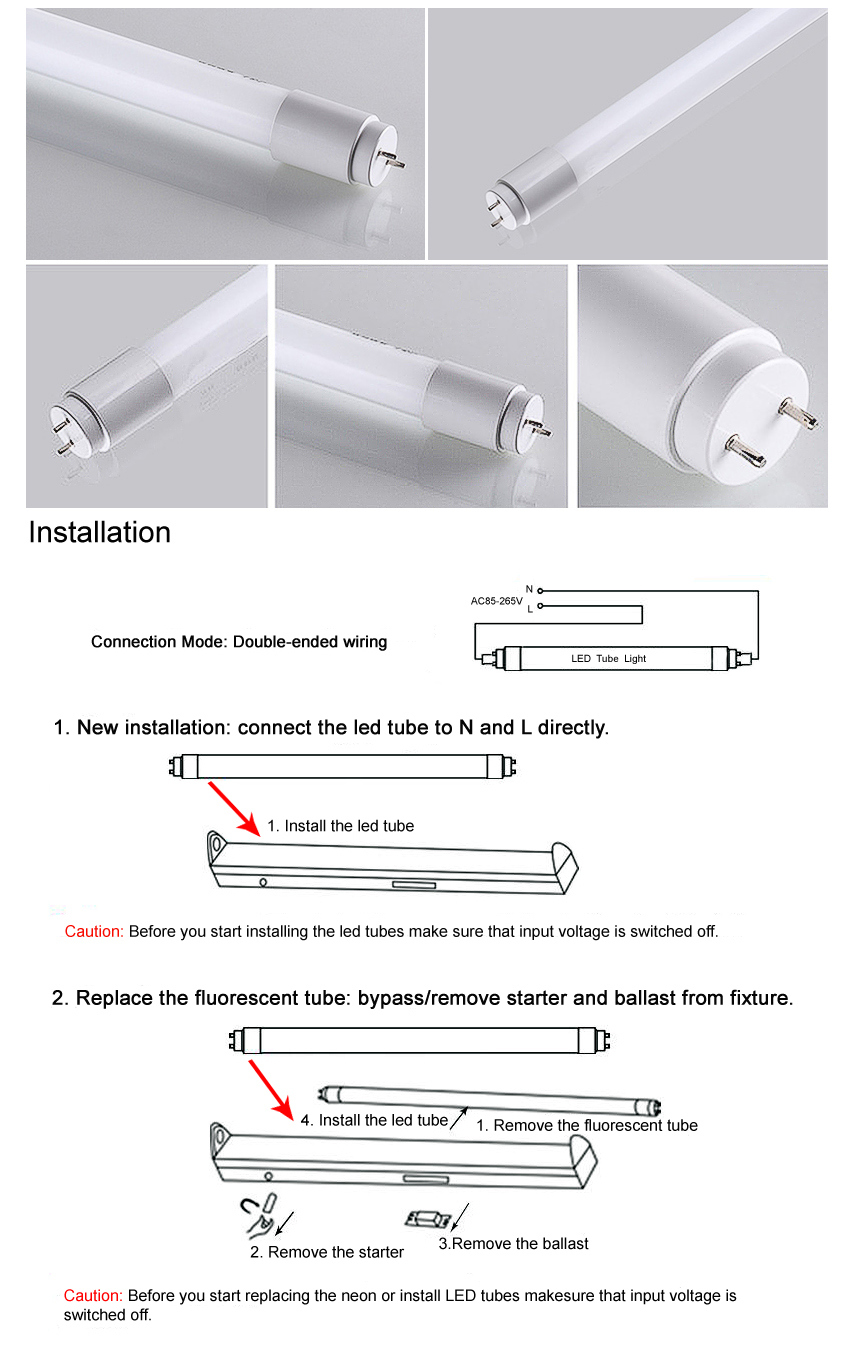 Nano Plastic T8 LED Tube Lighting Reliable Quality Energy-Saving Lamps Replacement