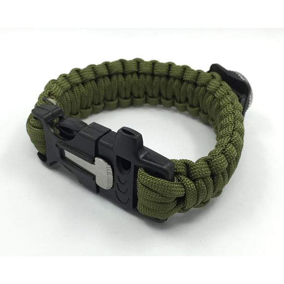 Outdoor Compass Whistle Paracord with Fire Starter Survival Bracelet