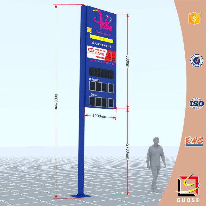 Gas Station Sign Board LED Outdoor Pylon Sign Road Directional Sign Products for Gas Stations