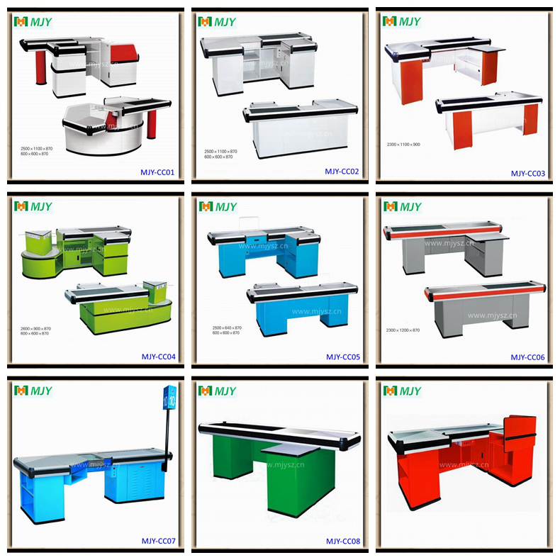 Supermarket Cashier Counter with Conveyor Belt Mjy-Cc04