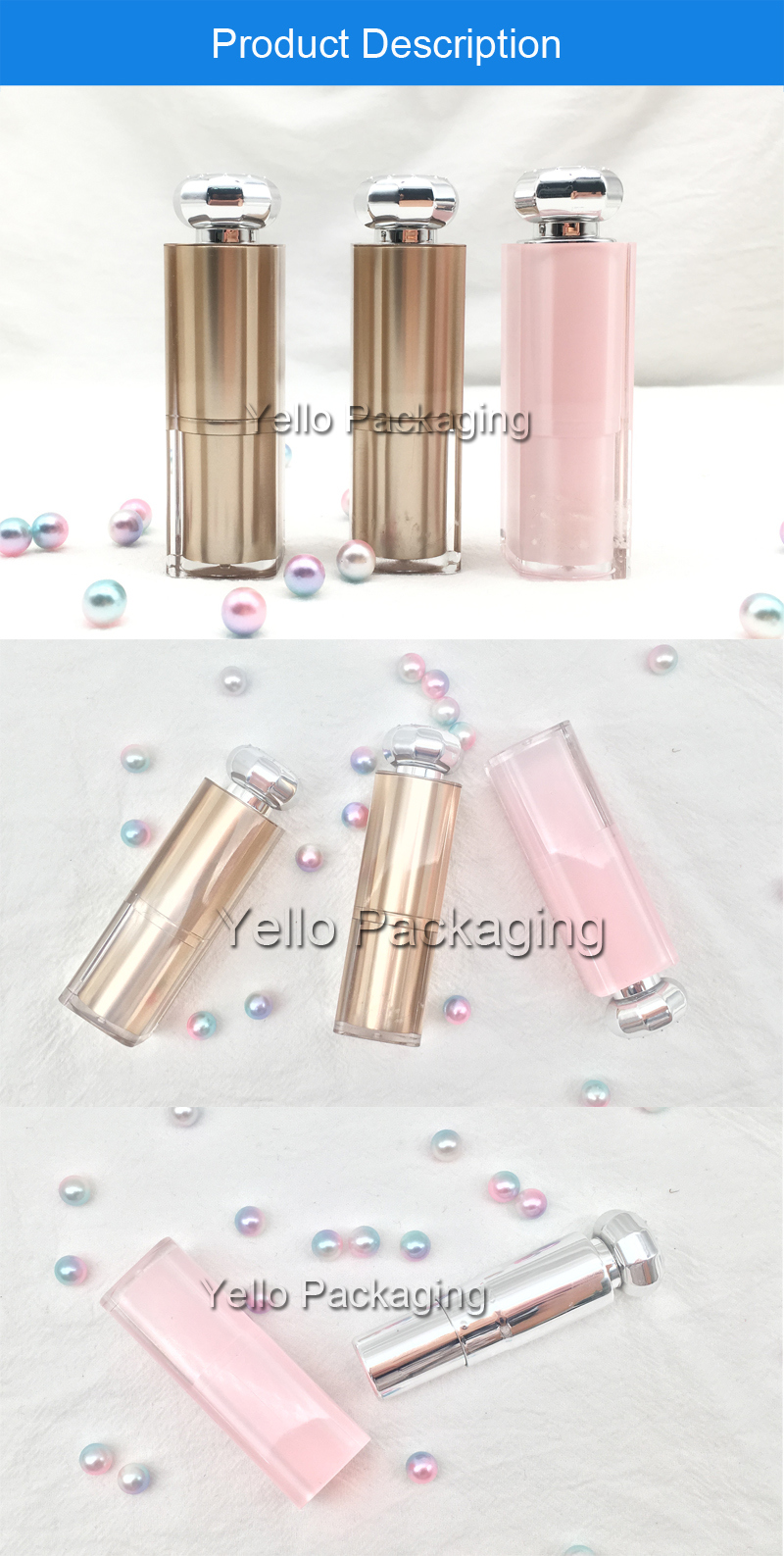 Fancy Cosmetic Packaging Bulk Square Lipstick Tubes