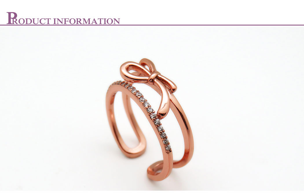 Butterfly Shape Rose Gold Plated Wedding Ring with Crystal