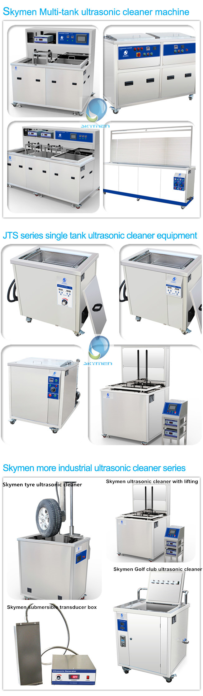 Skymen Three Tank Ultrasonic Cleaner for Coating Motor Parts