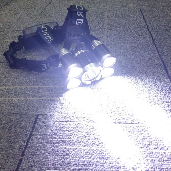 Super Bright Zoomable 10000lm 5 LED Xml-T6 USB Rechargeable Headlamp